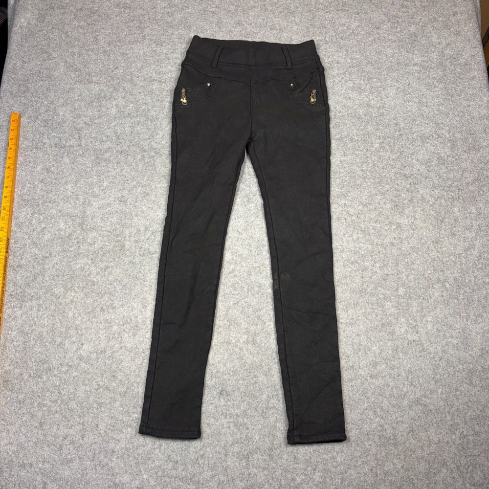 Fashion Guide Women Black Fleece Lined Skinny Pants High Waist Stretch XL